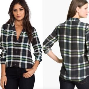Equipment Neon Plaid Silk Blouse